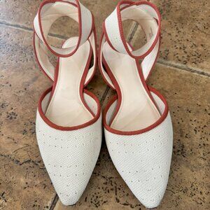 Charles and Keith White and Orange Dressy Pumps